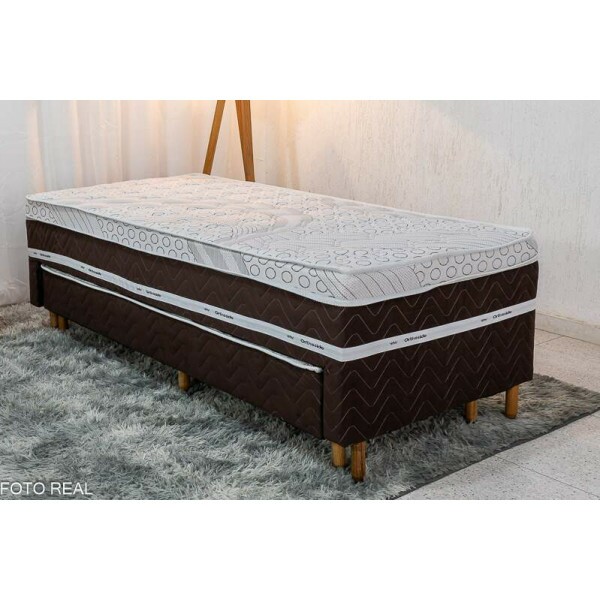 Cama Box Solteiro Livina Molas Ensacadas + Cama Auxiliar Orthoside