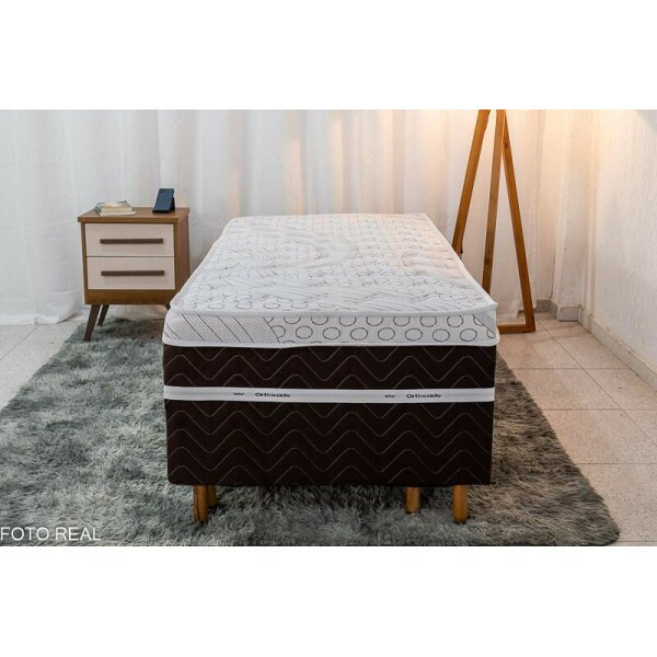 Cama Box Solteiro Livina Molas Ensacadas + Cama Auxiliar Orthoside
