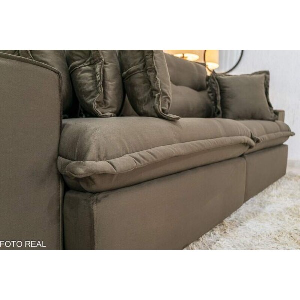 Sof Retrtil Reclinvel Ferrara 2.50m Veludo Marrom - D33 e Molas Ensacadas
