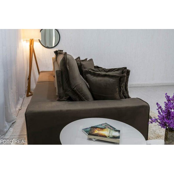 Sof Retrtil Reclinvel Ferrara 2.50m Veludo Marrom - D33 e Molas Ensacadas