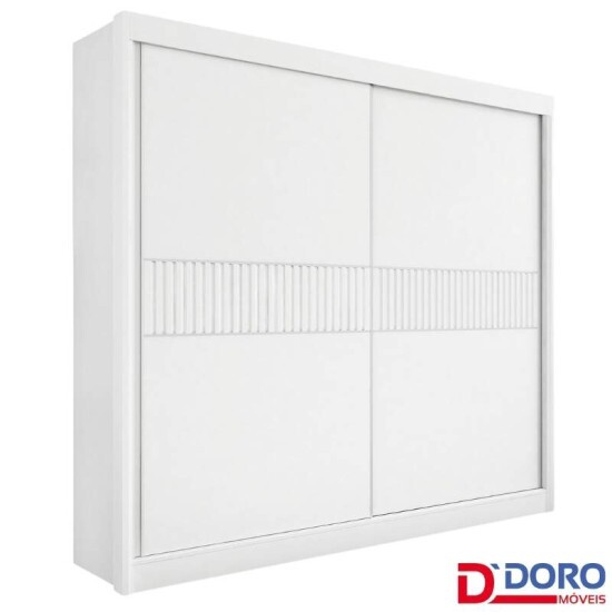 Guarda-roupa Casal Cancun Branco 2 Portas 6 Gavetas Detalhe Ripado 100% MDF Larg. 2.20m - D Doro