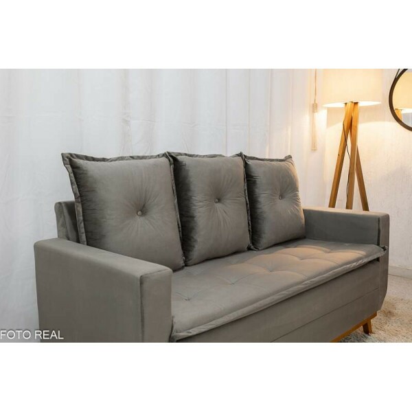 Sof Recife 3 Lugares + Poltrona Recife Cinza 813