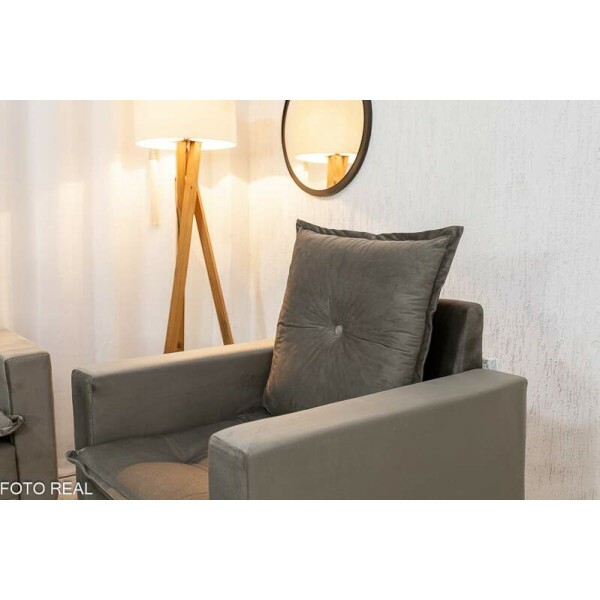 Sof Recife 3 Lugares + Poltrona Recife Cinza 813