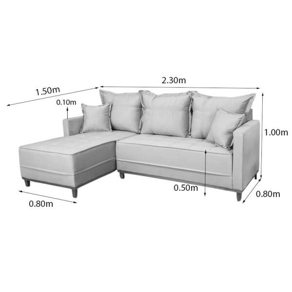 Sof 3 Lug. Milo C/Chaise Lado Direito Veludo Marrom 815 Larg. 2.30m - Molas Ensacadas