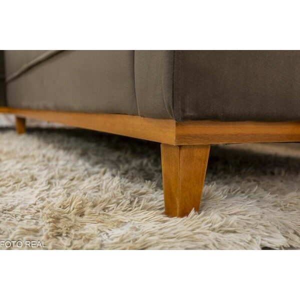Sof 3 Lug. Milo C/Chaise Lado Direito Veludo Marrom 815 Larg. 2.30m - Molas Ensacadas