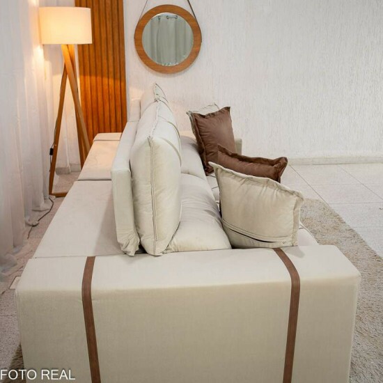 Sof� Retr�til Reclin�vel Gran Bello 2,30m Veludo Bege - Molas Ensacadas Pocket