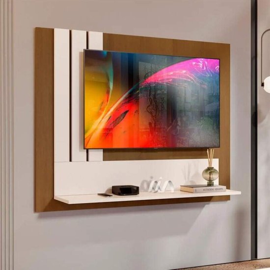 Painel 1,09m 5119 Luxo Nature/P�rola com Detalhe Ripado para TV at� 43\\\" - JB Bechara