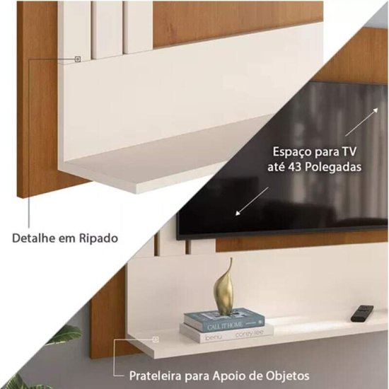 Painel 1,09m 5119 Luxo Nature/P�rola com Detalhe Ripado para TV at� 43\\\" - JB Bechara