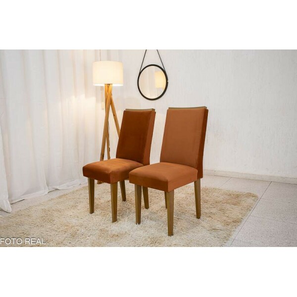 2 Cadeiras Lunara Veludo Cobre Rufato