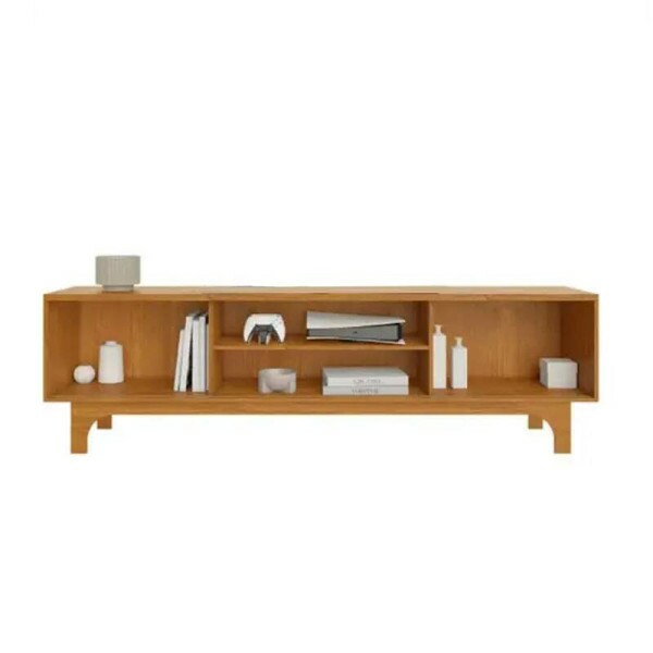 Rack Triunfo Cinamomo Larg. 2.00m + Painel Riso Cinamomo Ripado TV at 75 Polegadas Larg. 2.07m - JCM