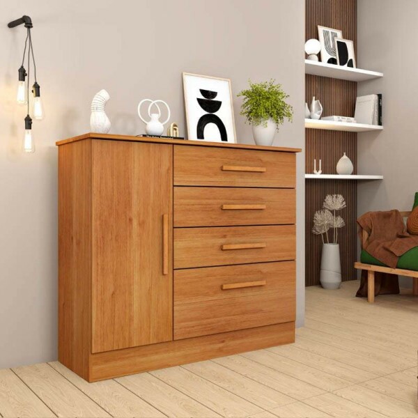 Cmoda Chicago Cinamomo 4 Gavetas e 1 Porta Larg. 1.04m - Tcil