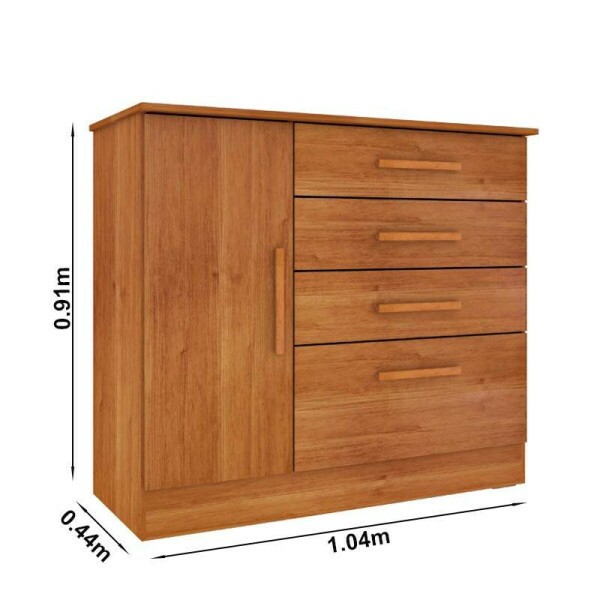 Cmoda Chicago Cinamomo 4 Gavetas e 1 Porta Larg. 1.04m - Tcil