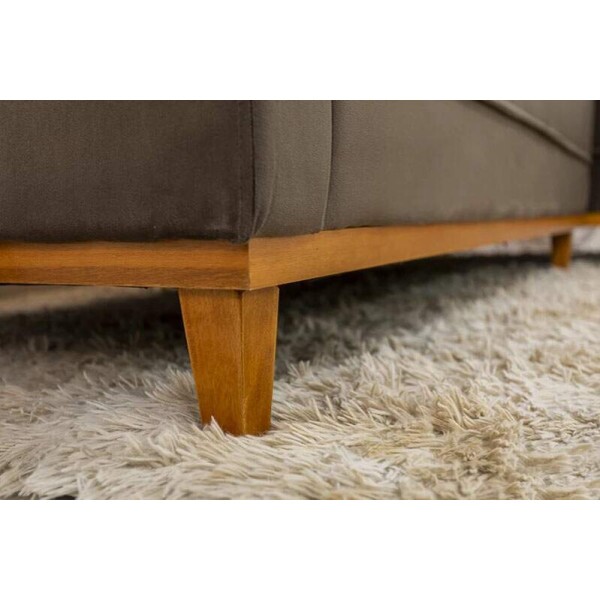 Sof 3 Lug. Milo C/Chaise Lado Esquerdo Veludo Marrom 815 Larg. 2.30m - Molas Ensacadas