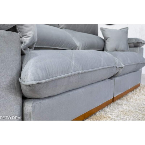 Sof Retrtil Reclinvel Magnum 2.50m Veludo Prata 823 - Molas Ensacadas