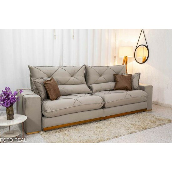 Sof Retrtil Reclinvel Gran Bello 2.90m Veludo Capuccino 02 - Molas Ensacadas