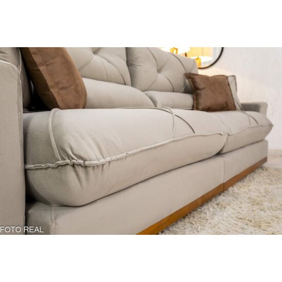 Sof Retrtil Reclinvel Gran Bello 2.90m Veludo Capuccino 02 - Molas Ensacadas