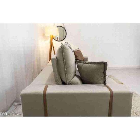 Sof Retrtil Reclinvel Gran Bello 2.90m Veludo Capuccino 02 - Molas Ensacadas