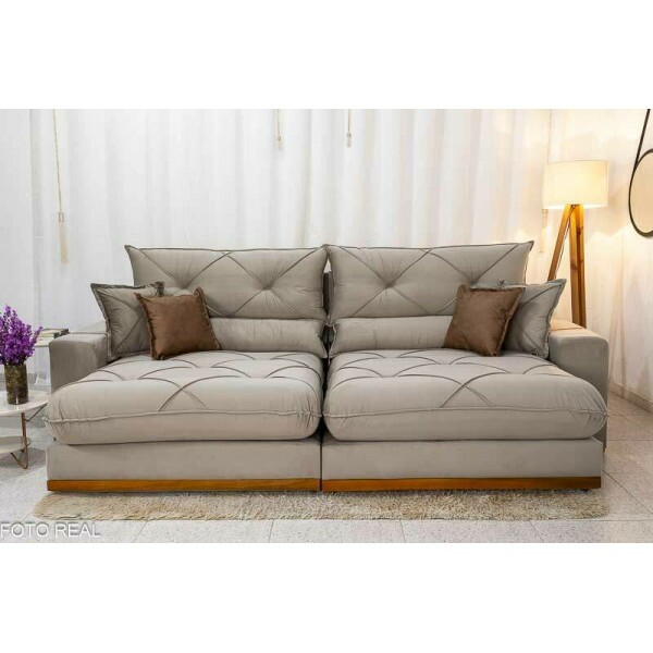 Sof Retrtil Reclinvel Gran Bello 2.90m Veludo Capuccino 02 - D33 e Molas Ensacadas