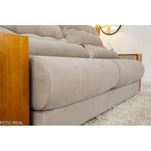 Sof Retrtil Reclinvel Gnova 2.30m Veludo Bege 818 - Molas Ensacadas