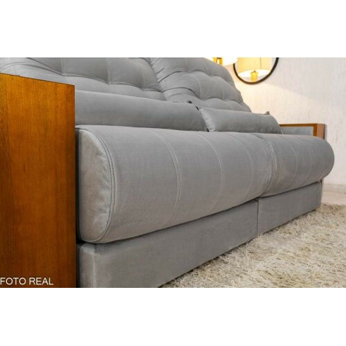 Sof Retrtil Reclinvel Gnova 2.30m Veludo Prata 823 - Molas Ensacadas