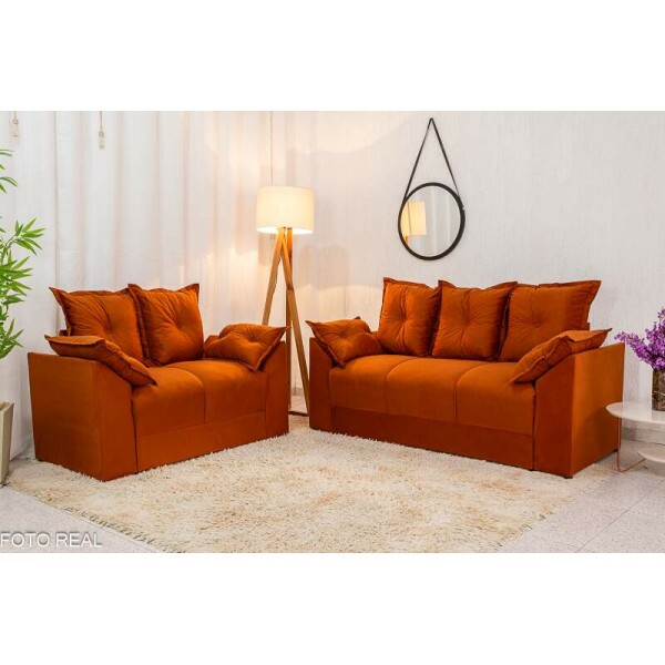 Sof 3 e 2 lugares Petra Veludinho Terracota 604