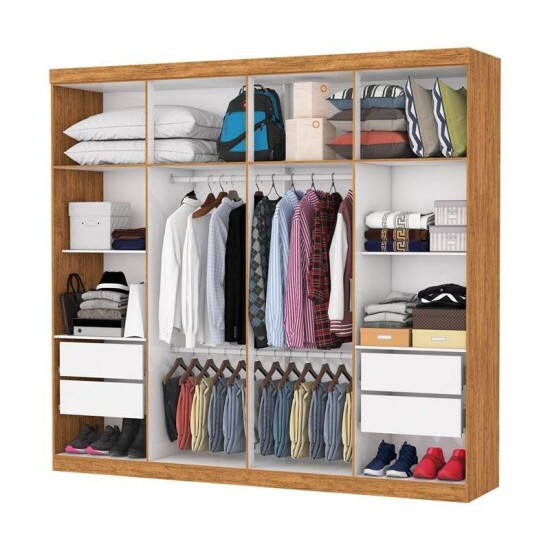 Guarda-roupa Casal Rubi Cinamomo 8 Portas 4 Gavetas C/ Ps Larg. 2.08m - Carioca