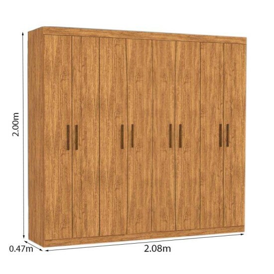 Guarda-roupa Casal Rubi Cinamomo 8 Portas 4 Gavetas C/ Ps Larg. 2.08m - Carioca