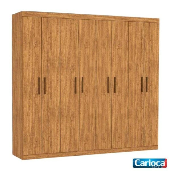 Roupeiro Rubi Cinamomo 8 Portas 4 Gavetas C/ Ps Larg. 2.08m - Carioca