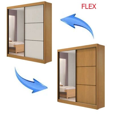 Guarda-roupa Atenas Larg. 1.85m Cinamomo/Off C/Espelho 2 Portas Flex 3 Gavetas - D'Doro