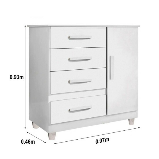 C�moda 4 Gavetas e 1 Porta Floren�a Branco - Benetil