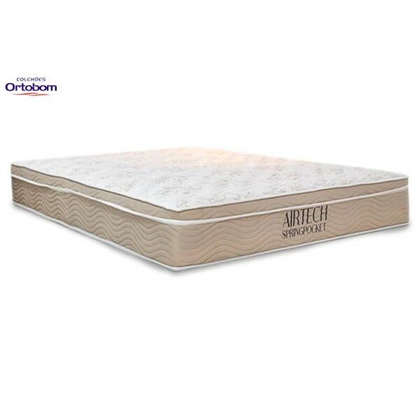 Box Queen Madrid Euro Preto + Colcho Queen Airtech Springpocket 158x198x62 Ortobom