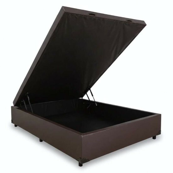 Box Ba Casal Eli Korino Marrom Blindado + Colcho Casal Classic Marrom Molas Superlastic 138x188x64 Anjos | Suporta at 260kg