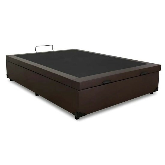 Box Ba Casal Eli Korino Marrom Blindado + Colcho Casal Classic Marrom Molas Superlastic 138x188x64 Anjos | Suporta at 260kg