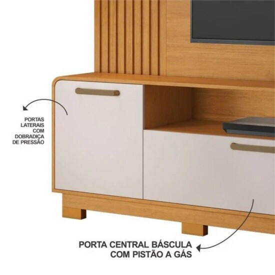 Home 2,00m Apego Cinamomo/Off com Detalhe Ripado e LED para TV at� 65\" - JCM