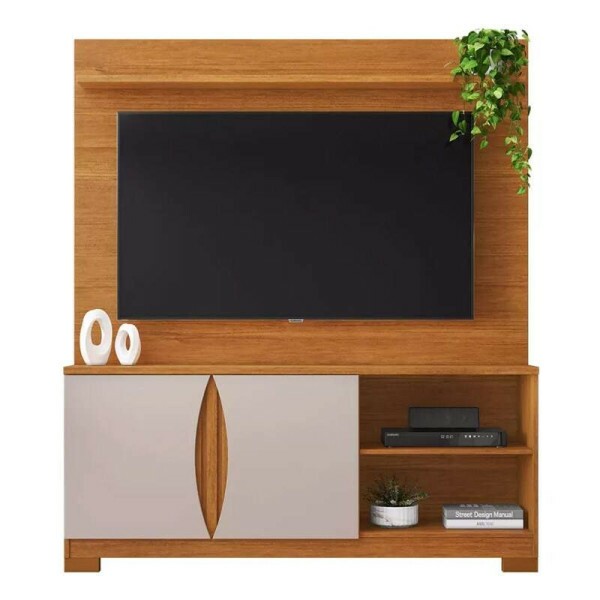 Home Unio Candian Cinamomo/Off Detalhe Ripado TV at 56 Polegadas Larg. 1.36m - JCM