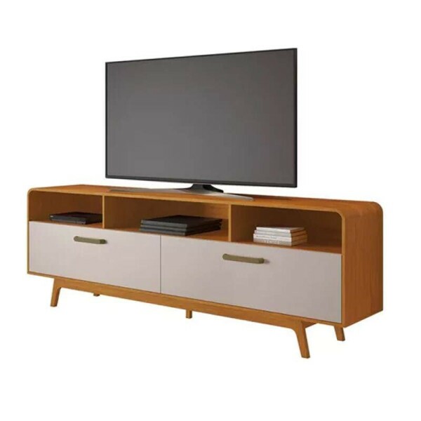Rack Bancada Cristal Candian Cinamomo/Off TV at 70 Polegadas Larg. 2.00m - JCM