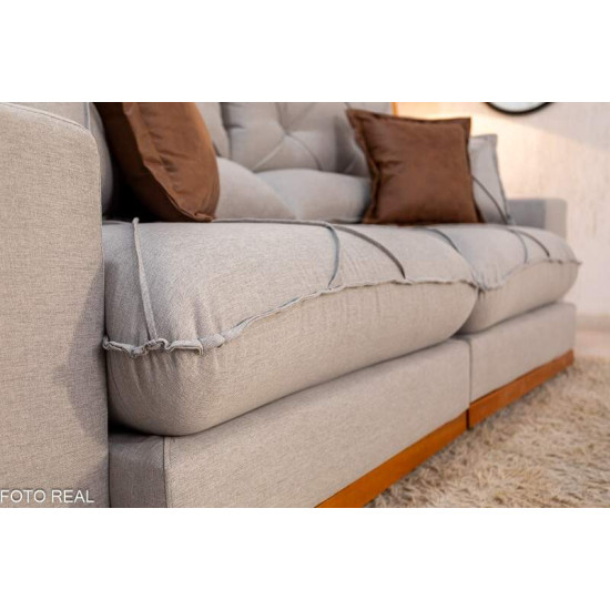 Sof� Retr�til Reclin�vel Gran Bello 2,30m Linho Cinza 31 - Molas Ensacadas