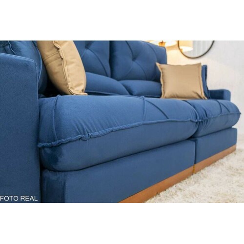 Sof Retrtil Reclinvel Gran Bello 2.00m Veludo Azul - Molas Ensacadas