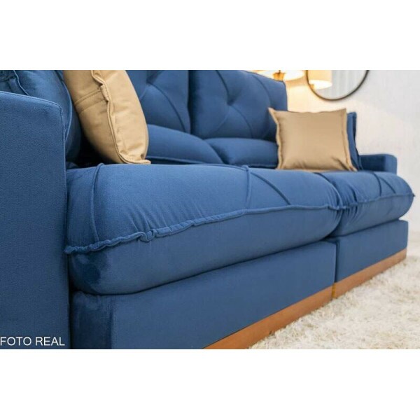 Sof Retrtil Reclinvel Gran Bello 2.00m Veludo Azul - Molas Ensacadas