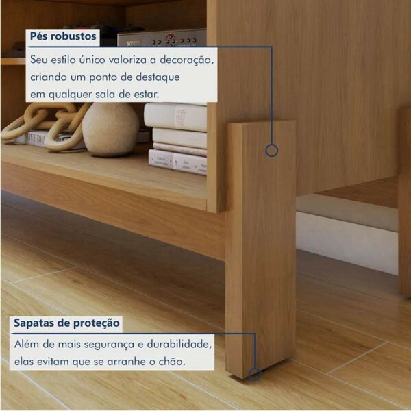 Rack Bancada Ouro Preto Cinamomo/Off com Detalhe Frisado TV at 65 Polegadas Larg. 1.64m - Valdemveis