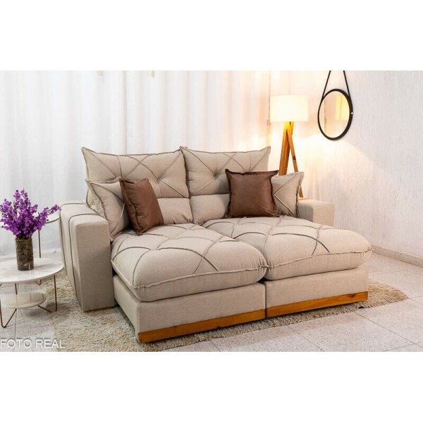Sof Retrtil Reclinvel Gran Bello 2.00m Linho Bege - Molas Ensacadas