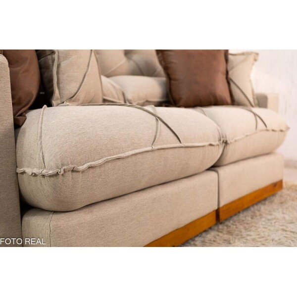 Sof Retrtil Reclinvel Gran Bello 2.00m Linho Bege - Molas Ensacadas