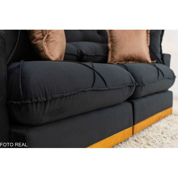 Sof Retrtil Reclinvel Gran Bello 2.00m Veludo Preto - Molas Ensacadas