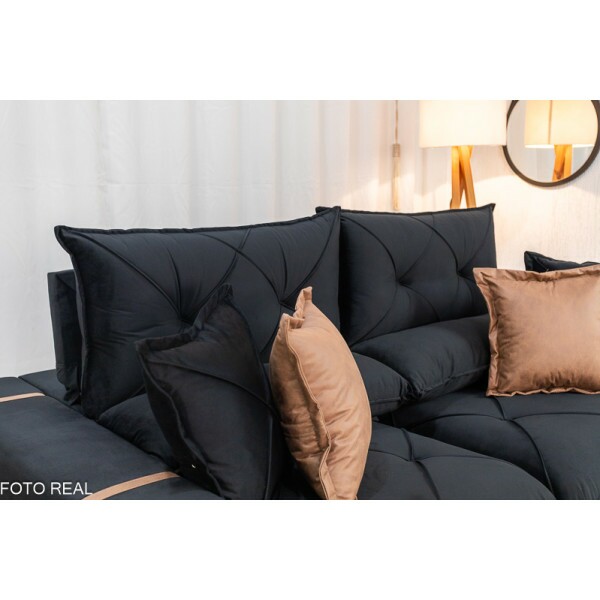 Sof Retrtil Reclinvel Gran Bello 2.00m Veludo Preto - Molas Ensacadas