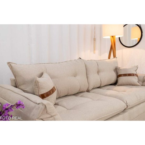Sof� 3 Lugares Creta 2,00m Linho Bege 24