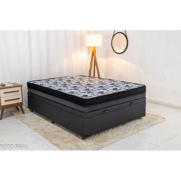 Box Ba Casal Eli Korino Preto Blindado + Colcho Casal Ortopdico EPS Iso Dupla Face D-33 138x188x62 Ortobom | Suporta at 260kg