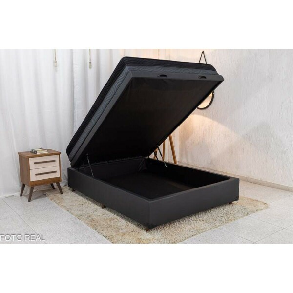 Box Ba Casal Eli Korino Preto Blindado + Colcho Casal Ortopdico EPS Iso Dupla Face D-33 138x188x62 Ortobom | Suporta at 260kg