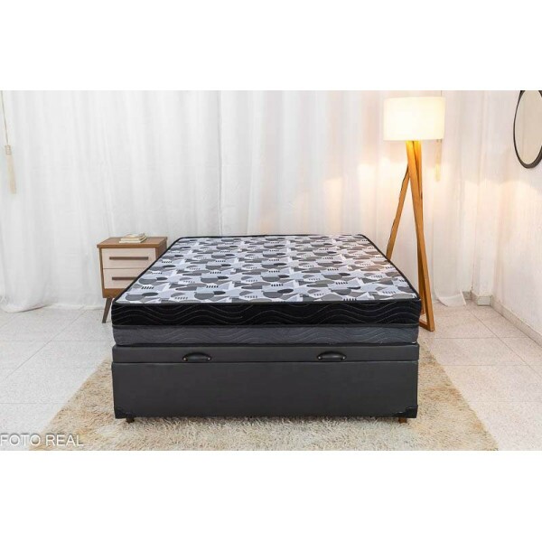 Box Ba Casal Eli Korino Preto Blindado + Colcho Casal Ortopdico EPS Iso Dupla Face D-33 138x188x62 Ortobom | Suporta at 260kg