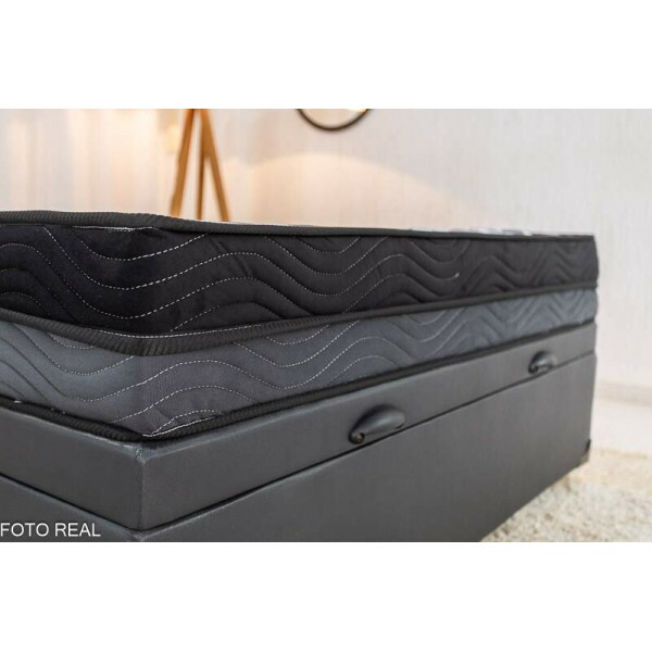 Box Ba Casal Eli Korino Preto Blindado + Colcho Casal Ortopdico EPS Iso Dupla Face D-33 138x188x62 Ortobom | Suporta at 260kg