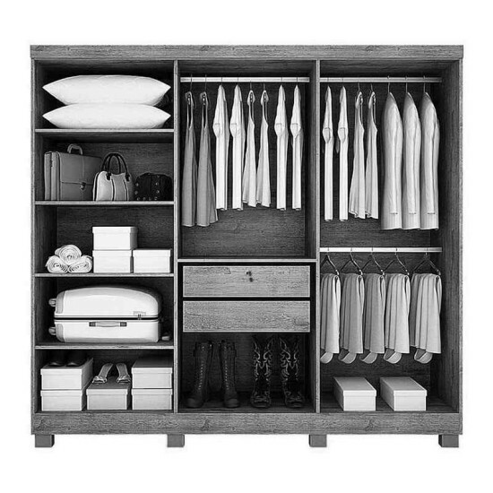 Guarda-roupa Casal Sergipe Branco 6 Portas C/ Ps 100% MDF Larg. 1.80m - Bianchi